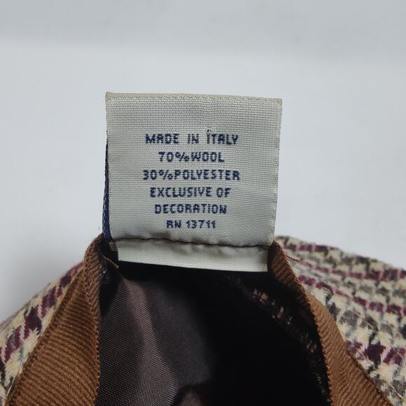 Vintage Lord and Taylor Women's Brown Houndstooth Bucket Hat Wool Made in Italy - Picture 6 of 6
